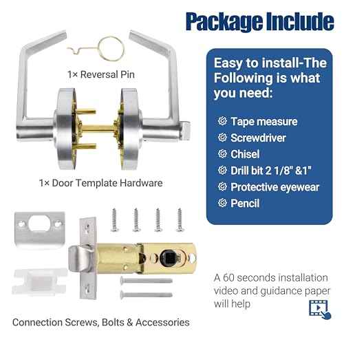 Commercial Door Handle for Restroom, Vacant Occupied Bathroom Lock, Occupied Door Handle, Privacy Indicator Door knob for Public & Industrial Buildings (Satin Chrome)