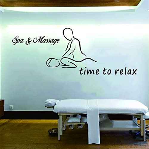 Time to Relax Wall Decal ? PVC Removable Vinyl Sticker for Spa, Massage Room, Sauna, Therapy Space, or Wellness Center ? Calming Word Art Decor ? Size: 36"x14" (Black-JWH329~Spa&Massage)