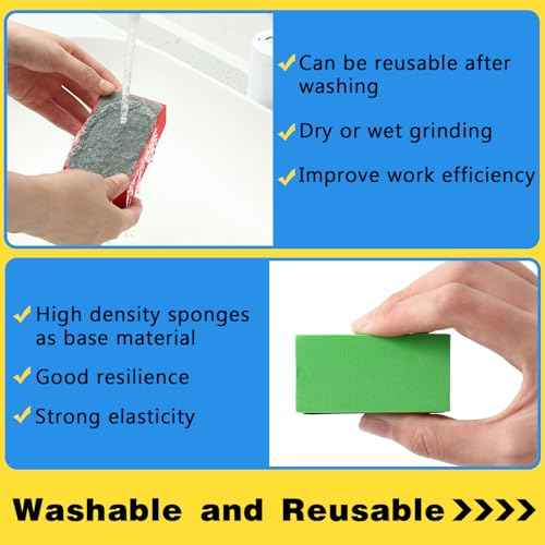 7 Pcs Diamond Hand Polishing Pads 60/100/200/400/800/1500/3000 Grit Diamond Sanding Pads Wet and Dry Sanding Block with Sponge Backing for Glass Tile Stone Concrete Granite Marble Ceramics