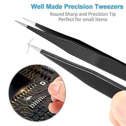YHYZ 7pcs Precision Tweezers Set, Premium Anti-Static Stainless Steel ESD Tweezers Set Kit for Electronics, Sodlering£¬Jewelry, Craft, Laboratory Work, DIY(7PCS, Version)