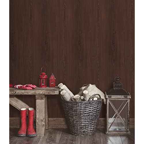 GloryTik 17.7"x118"Red Brown Wood Contact Paper Peel and Stick Wallpaper Faux Wood Grain Removable Self Adhesive Wood Look Wallpaper Contact Paper for Countertops Cabinets Furniture Room Wall Decor