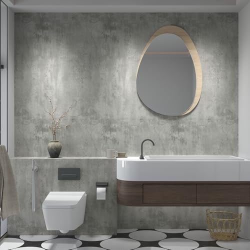 12"x79" Light Grey Concrete Wallpaper Peel and Stick 3D Gray Faux Cement Textured Contact Paper Self-Adhesive Waterproof Vinyl Matte Modern Industrial Wall Paper for Bedroom Bathroom Kitchen