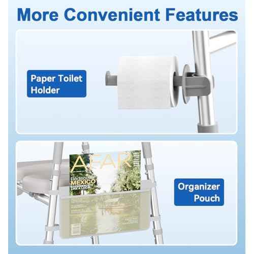 HOMLAND Raised Toilet Seat with Handles, Toilet Seat Riser for Seniors, Adjustable Height & Width, 400lb Elevated Handicap Toilet Seat, Fit Any Toilet, Grey