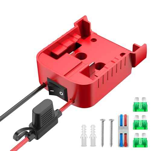 for Power Wheel Adapter Compatible with Milwaukee 18V Battery, Converter Kit with Built-in Switch, Fuse Holder, Wire Terminal, 12AWG Wire for DIY RC Cars (1-Pack)