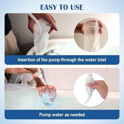 Water Storage Bladder Bathtub Drinking Water Bag Food-Grade Storage Emergency Drinking Water Container, Comes with Hand Pump,Disaster and Hurricane Survival (100 Gallon) (2pcs)