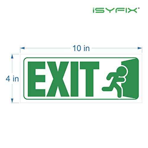 iSYFIX Exit Signs Stickers ? 3 Pack 10x4 Inch ? Premium Self-Adhesive Vinyl, Laminated for Ultimate UV, Weather, Scratch, Water & Fade Resistance, for Office, Buildings, Workplace, Indoor & Outdoor