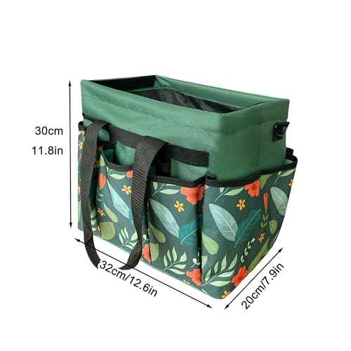 Standable Garden Tool Bag, Oxford Garden Tote Storage Bag, Portable Garden Tool Organizer Bag with Adjustable Shoulder Strap