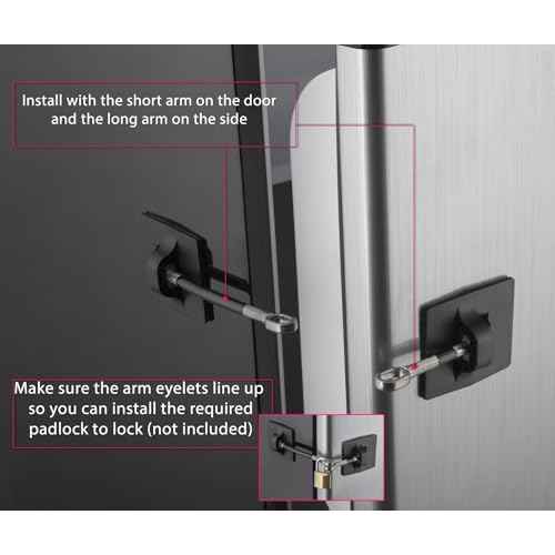 Refrigerator Door Lock with Padlock, Black