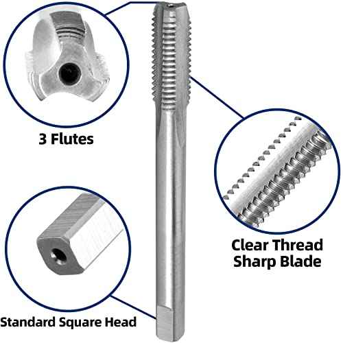 Burkit M8 X 1.25 Tap and Die Set Left Hand, M8 x 1.25 Machine Thread Tap and Round Die
