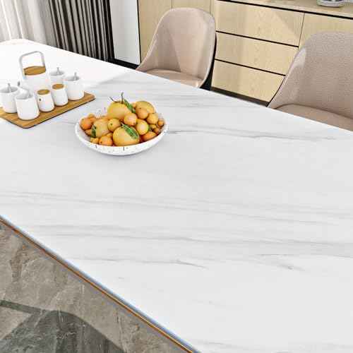 Livelynine Carrara White Marble Contact Paper Peel and Stick Countertops for Kitchen Decorations White Marble Wallpaper Self Adhesive Countertop Covering Bathroom Walls Counter Top Vinyl 15.8x78.8