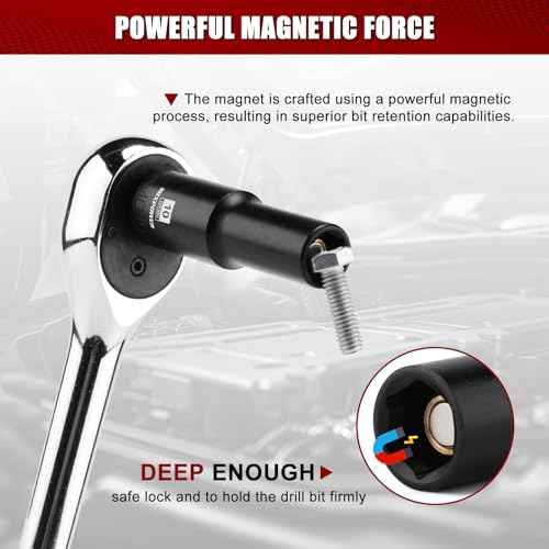 MIXPOWER 3/8" Drive Deep Magnetic Impact Socket, 6 Point, 10mm, Metric, CR-MO