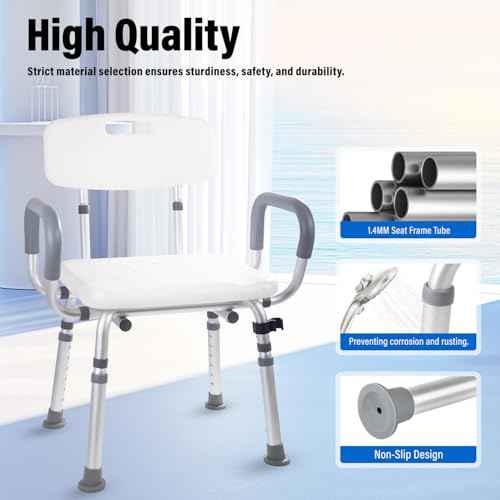 Swivel Shower Chair for Seniors, 400 lbs Heavy Duty, Blue, Aluminum, Bath & Shower Safety Seating