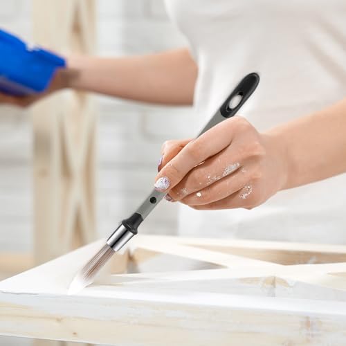 6 Pcs Paint Brushes for Painting Walls 0.37 Inch Small Paint Brush, Trim Paint Brushes Edge Painting Tool for Baseboards Furniture House Wall Corners Detail Paint Edger Brush and Touch Up Painting