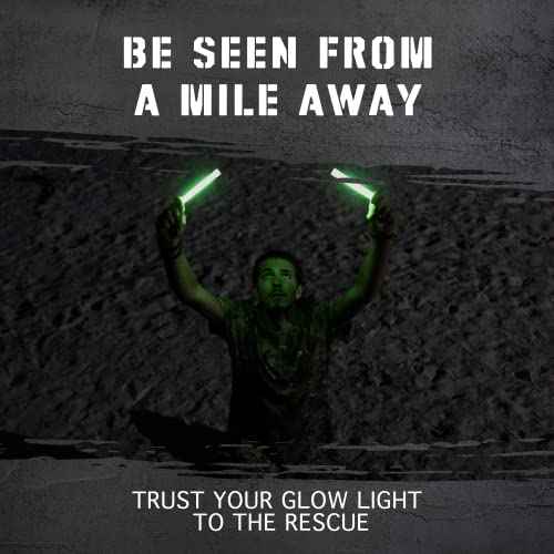 Emergency Glow Sticks with 12 Hours Duration, Individually Wrapped Industrial Grade Glowsticks for Survival Gear, Camping Lights, Power Outages and Military Use