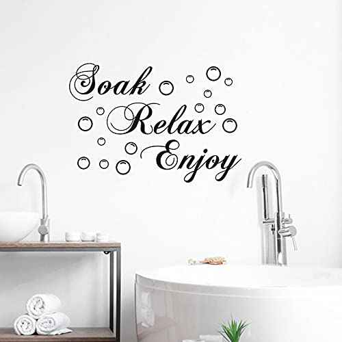 ADECALS Soak Relax Enjoy Wall Decal, Black Vinyl, Typographic Quote Wall Art for Home Bathroom (23.6''x11.8'')