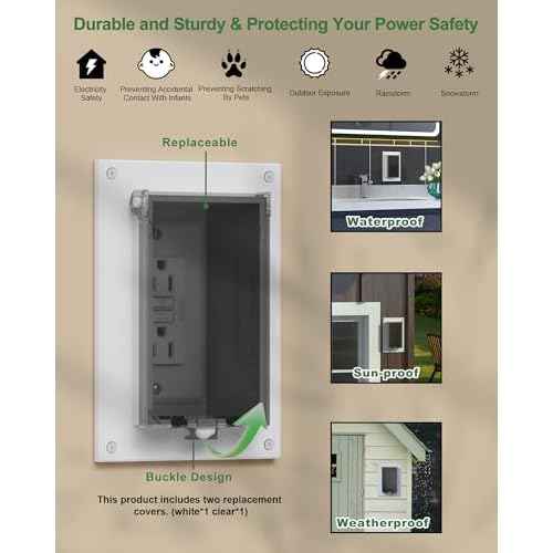 DBVR1W-1 Low Profile Electrical Outlet Box, Outdoor Recessed Outlet Box for Wet Location, Recessed Non-Metallic Exterior Outlet Box with 2 Weatherproof Covers, Vertical, 1-Gang, 2 Pack