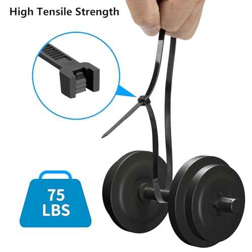 Eletoo18 Inch Black Zip Ties Heavy Duty 1000 Pack, 75LBS Tensile Strength, Self-Locking Heavy Duty UV Resistant Cable Ties for Indoor and Outdoor Use