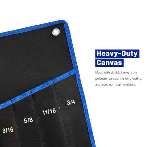 2-Pieces Roll Up Wrench Pouch SAE and Metric, Heavy Duty Canvas Tool Wrench Organizer Bag 10+12 Pockets (Only Pouch)