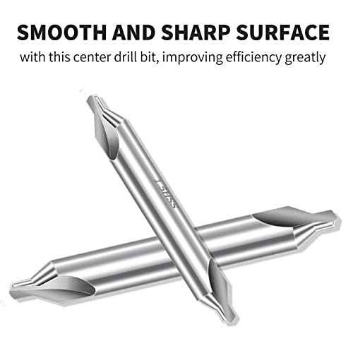 Aleric Center Drill Bits Set - High Speed Steel Center Drill Bit Countersink Tools for Lathe Metalworking, 7 pcs 60-Degree Angle Centering Drill in Size 1.0 1.5 2.0 2.5 3.0 4.0 5.0