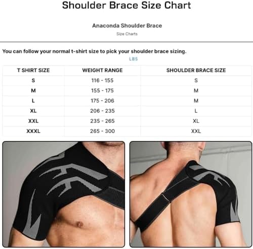 Anaconda Shoulder Brace for Men, Adjustable Compression Support Rotator Cuff Shoulder Support for Men and Women Pain Relief, Shoulders Compression Sleeve, Fits Left and Right Arm