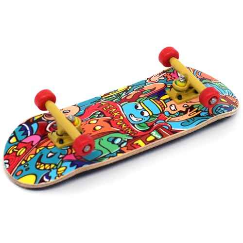 Teak Tuning 32mm Pro Fingerboard Heat Transfer Graphic Complete - Fully Assembled with Pro Level Parts - Pro Shaped Wood Deck (34x97mm), UltraSpin Wheels, Prodigy Trucks - Bubble Bushings & Monsters