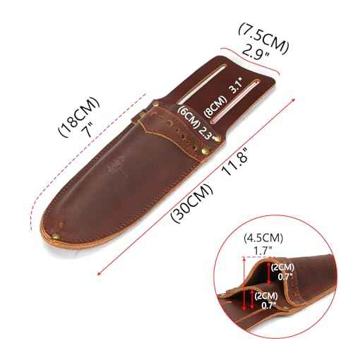 Tourbon Leather Garden Pruning Shears Folding Saw Double Holster Gardening Soil Knife Sheath Pouch Multipurpose Tool Holder for Belt, Brown
