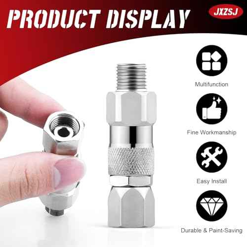 Sprayer Joint 1/4-Inch 360¡ÆRotate Stainless Steel Airless High Pressure Spray Gun Hose Swivel Joint Connector Compatible with Graco Paint Sprayers Hose, Use Mini Boxes for Storage(1 Pack)