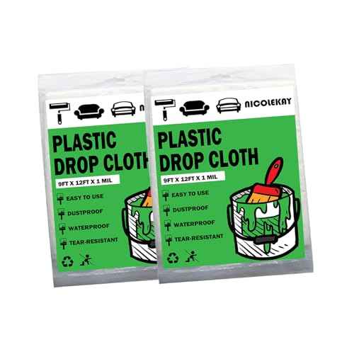 Painters Plastic Drop Cloth£¬1mil 9x12ft Plastic Tarp Waterproof Dustproof£¬Painting for Couch Cover and Furniture Cover, Painters Plastic, dust Cover 2 Package.