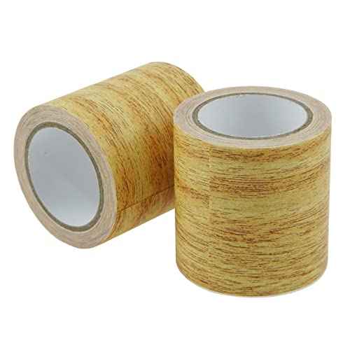 XGNG 5.7cmx4.57m Simulation Wood Grain High-Adhesive Repair Tape for Desk Chair Furniture Floor Beautification Decoration Tape, Golden Camel