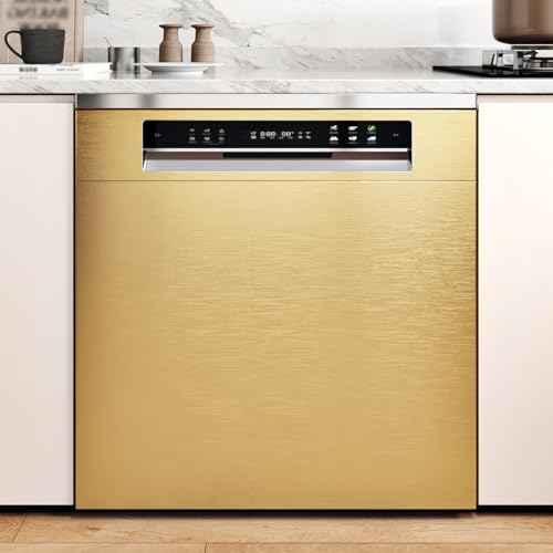 WESTICK Stainless Steel Gold Contact Paper Removable Metallic Gold Wallpaper Peel and Stick Brushed Golden Contact Paper Stainless Steel Vinyl Fridge Wrap for Appliances Cabinets Countertops 15.8"x80"