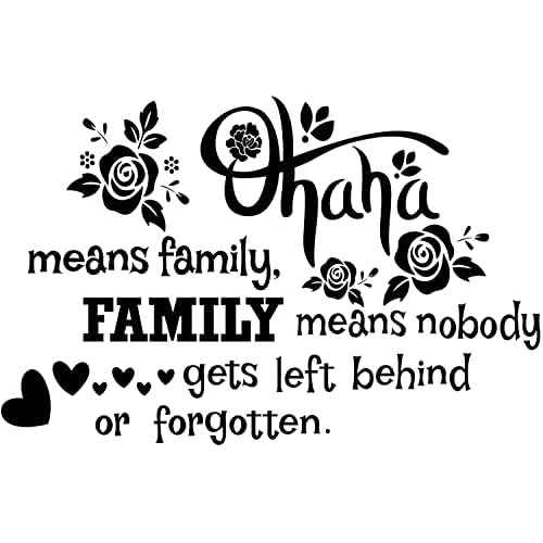 PLIGREAT Ohana Means Family Quotes Wall Stickers Removable Vinyl Peel and Stick Wall Decals for Living Room Bedroom Sofa TV Background Hallway Photo Wall Decoration Home Indoor DIY Wall Art Decor