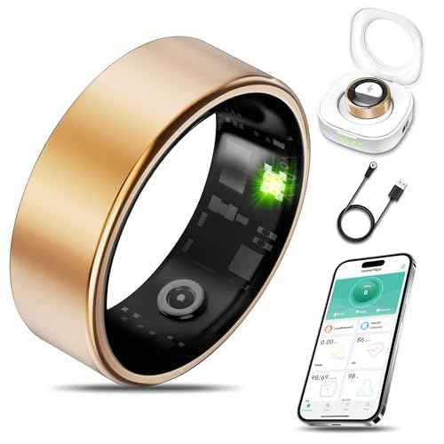 Smart Health Ring for Women Men Fitness Tracker with Heart Rate, Blood Oxygen, Blood Pressure, Sleep Monitoring, Step Counting, IP68 Waterproof for iOS and Android, No APP Fee, Rose Gold 6