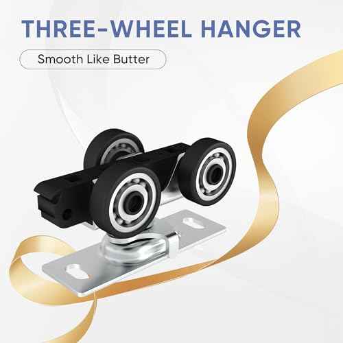 JUBEST 4FT Commercial Grade Pocket Door Hardware and Track Set, Sliding Door Hardware 44.69", Durable and Smoothly, Easy to Install