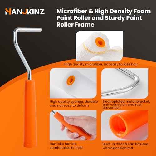 2 inch Paint Roller Kit, 20 Pack Small Paint Roller Set with High Density Foam Paint Roller and 3/8" Nap Microfiber Covers, Touch Up Mini Paint Rollers for Wall, Door, Cabinet, Craft