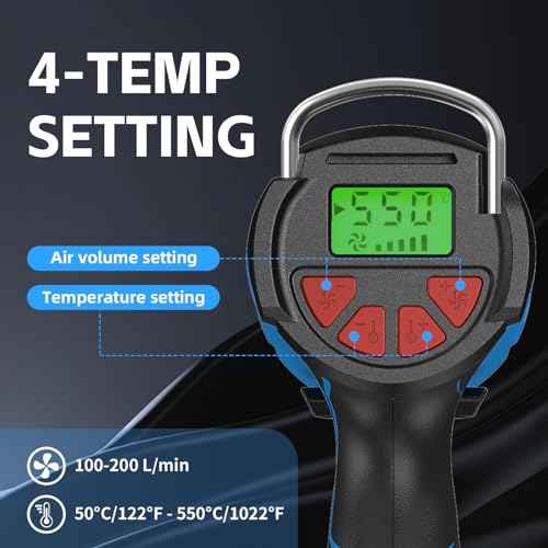 20V Cordless Heat Gun with 2 x 4.0Ah Batteries (122¢µ?1022¢µ) Fast-Heating Hot Air Gun Kit with Screen Display Variable Temperature Wind Speed, Portable Heat Gun for Shrink Tubing Vinyl Wrap