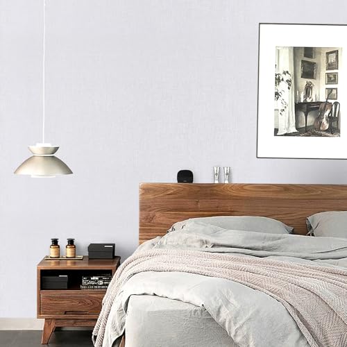 White Wallpaper Grasscloth Peel and Stick Wallpaper 15.7"x 118" Fabric Contact Paper Modern Textured Linen Wallpapers Self-Adhesive Vinyl Removable Waterproof for Bed Room Living Room Cabinets