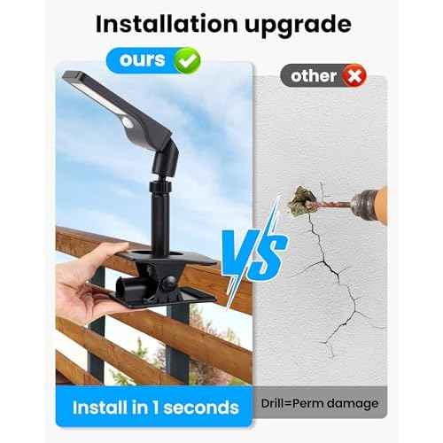 1-Second Install Solar Fence Lights, 360¡Æ Adjustable Clip on Solar Lights for Fence, 60 LEDs 600LM Motion Sensor Security Light for Fence, Yard, Deck, Camping(4 Pack)