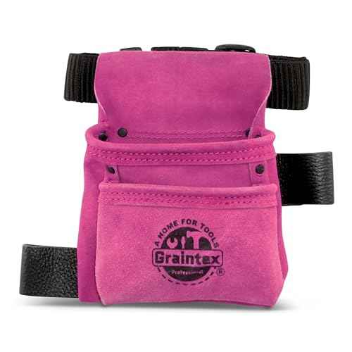 Graintex 2 Pocket Children's Tool Pouch, Suede Leather Pouch with Hammer Loop, Ideal for Home Improvement Projects, Kids Tool Belt for Young DIY Enthusiasts, Adjustable Webbing Belt