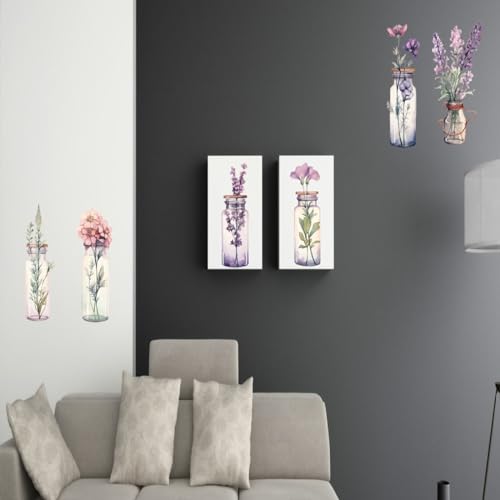 6 Pieces Little Fresh Glass Flower Vase Wall Decals 3D Flower Vase Wall Stickers Wall Decor Wall Art Creative Cuarto Living Dining Bedroom Children's Baby Girls Room Pegatinas para Pared Calcoman?as