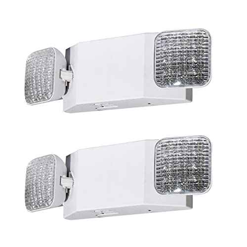 CM MZY Emergency Lights with Battery Backup,Commercial Emergency Light,Two Adjustable LED Light Head Emergency Lighting Fixtures,120-277V AC, UL Certified,2 Pack