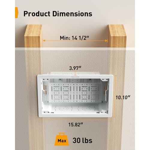 Perlegear 9¡È in-Wall Media Box, Electrical Box, Recessed Outlet Box and Media Enclosure for One Connect Box & Network Switches, Cable Management Kit with Cutting Template, Dust Bag & Drywall Saw
