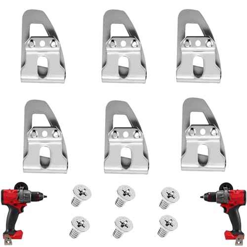 6 Pack 42-70-2653 Belt Clip/Hook compatible with milwaukee Work with M18 tool Impact Driver Hammer Drill Replace for 2797-22£¬2604-20, 2604-22, 2604-22CT with Free Screw