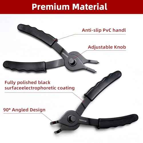 WISEUP 10-Piece Snap Ring Pliers Set, Heavy Duty Internal/External Circlip Pliers Kit with Straight Bent Pliers Hook an Pick, Straight/Bent Jaw Tips for C-Clip Ring Remover with Storage Case