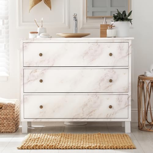 Homein Marble Contact Paper 17.5"¡¿78.7", Peel and Stick Countertops Wallpaper Waterproof Self Adhesive Wall Paper Roll for Cabinets Drawers Kitchen Old Furniture, Modern Matte White/Gold