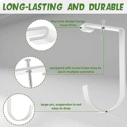 Soaoo 8 Pieces Storage Flat Hook Bicycle Flat Thickened Hooks Add on Hanging Bike Hooks for Overhead Garage Rack Wall Shelving Ceiling Accessory (White)