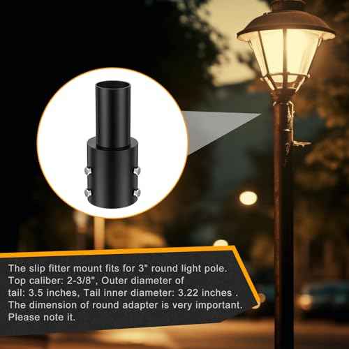 4 Pcs Slip Fitter Light Pole Tenon Adapter for 3 Inch Round Pole Tenon Adaptor Outdoor 2 3/8 Inch Outdoor Vertical Mount Bracket for LED Parking Lot Lights Shoebox Lighting Street Light