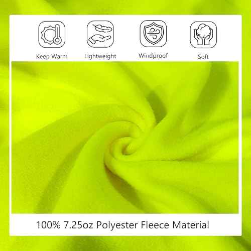 Hi Vis Hoodie for Men Zip up Reflective Sweatshirt Class 3 High Visibility Hoodie Safety Sweater with Black Bottom, Yellow, 4XL