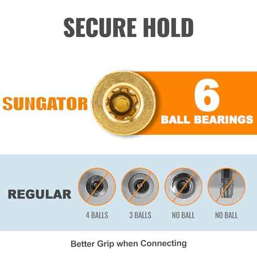 SUNGATOR 1/4'' Air Hose Fittings, 2-Pack Brass 1/4 Inch NTP Female Industrial Couplers, 1/4'' Air Line Quick Connect Fittings, Compressor Hose Repair Accessories Kit, 1/4 Inch NTP Couplers