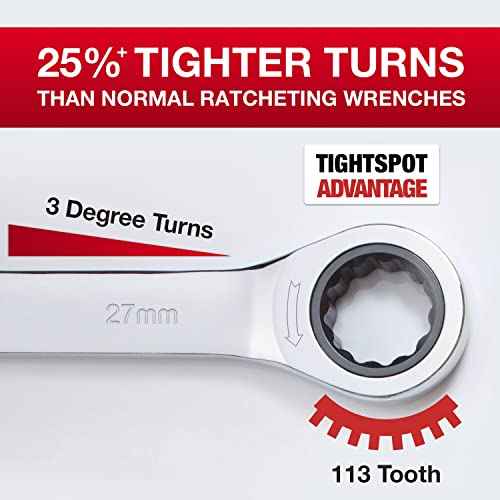 Jaeger 27 mm Ratchet Wrench with 113-Tooth Ratcheting Precision and Hardened, Polished Steel for Projects with Metric Tight Spaces