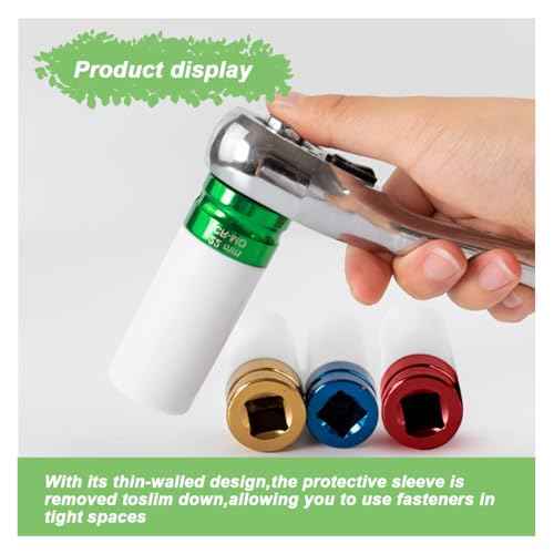 1/2" Drive 22 mm Lug Nut Impact Socket, CR-MO Thin Wall Deep Lug Nut Socket, Non-Marring Wheel Rim Protector Sleeve, Auto Tire Repair Maintenance Accessories (22MM)